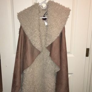 Suede and shearling vest
